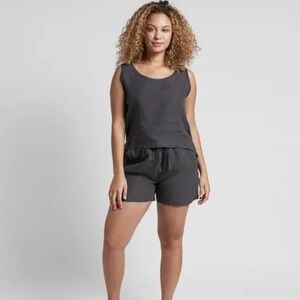 Parachute 100% Linen Tank Top and Shorts Loungewear Set Gray Size Medium